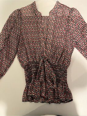 CMM red white and blue blouse with v neck